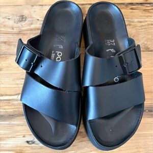 Birkenstocks Papillo  Black Slip-On Buckle leather Sandals